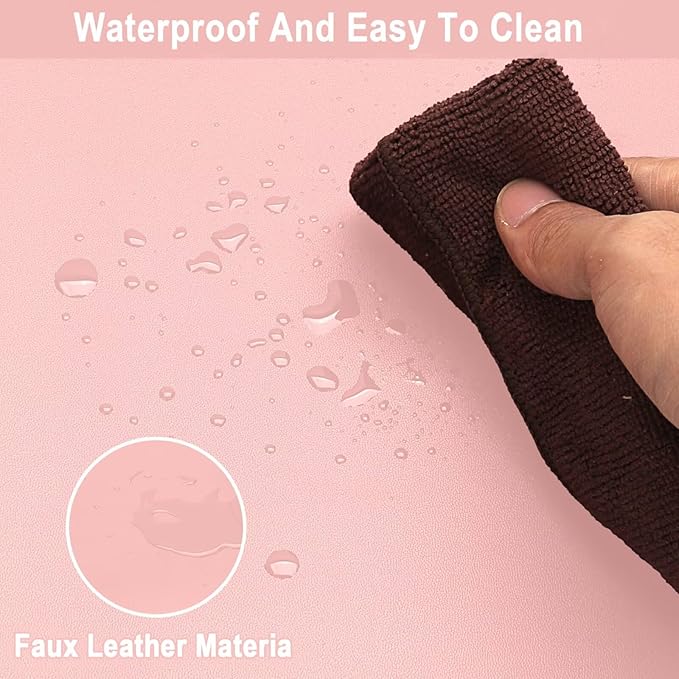 Desk Pad Mat - 24x60 Inch Waterproof Easy to Clean Can Conceal Flaws Protector The Table Top from Scratches Used for Coffee Table Office Table Dresser(Pink+Silvery 24x60)