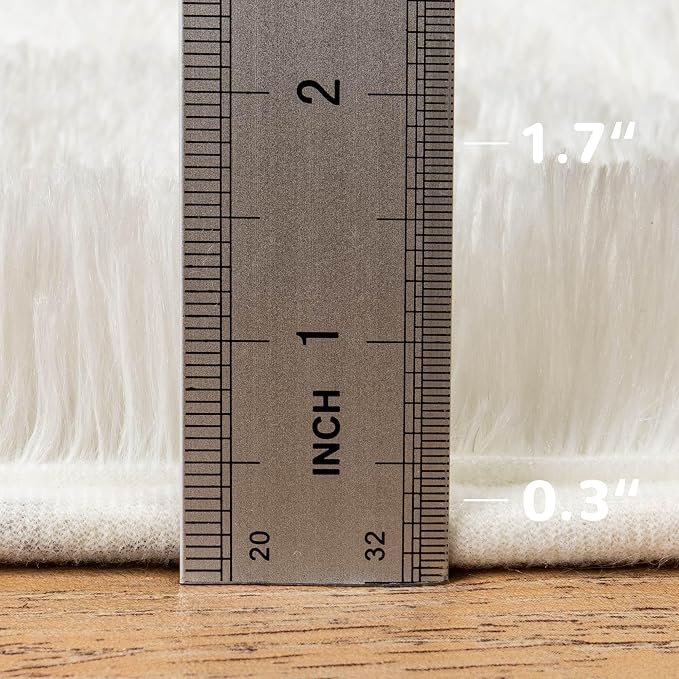 Awaytail Round Fluffy Cream Rug - 4FT Super Soft Circle Shaggy Plush Fuzzy Furry Carpet for Kids & Nursery