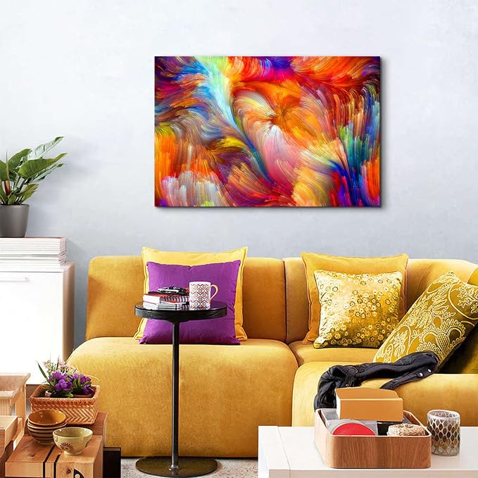 Large Colorful Abstract Wall Art Rainbow Wall Decor Modern Farmhouse Kitchen Decor Aesthetic Poster Watercolor Fluid Canvas Prints Painting Contemporary Artwork Bedroom Hallway Home Decorations 24x36”