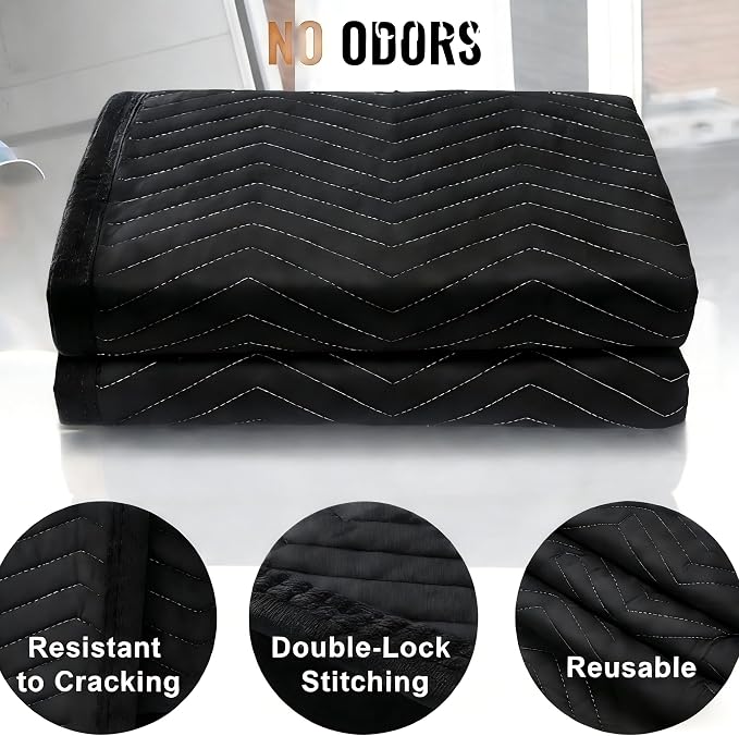 4 Pack Extra Large Sound Absorbing Blanket, 96 x 80 Inches Studio Acoustic Blanket Panel, Sound Dampening Noise Cancelling Curtain for Wall Hanging, Light Blocker Soundproof Moving Blanket