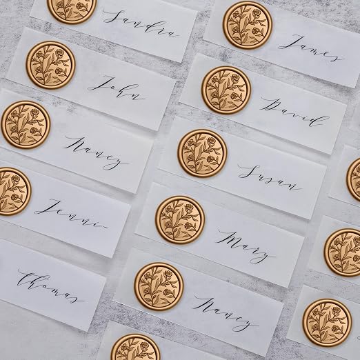 UNIQOOO Wax Seal Stickers - 3D Floral Wedding Invitation Envelope Seal Sticker, 50 Pcs Self- Adhesive Flower Antique Gold Stickers, Perfect for Invitation, Christmas, Gift Wrapping