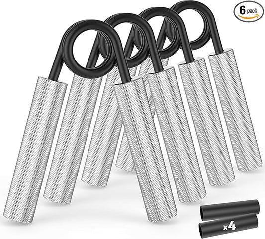 Grip Strength Trainer 6 Pack,50LB-300LB Metal Hand Grip Strengthener,Non-Slip Heavy-Duty Forearm Exerciser,Hand Gripper for Muscle Building and Hand Rehabilitation Exercising