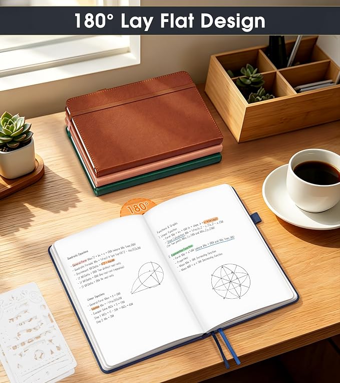 Journal Notebook, A5 Leather Hardcover Blank Sketchbook, 160 Pages, 180° Lay-Flat Binding, 100 GSM Thick Paper, for Sketching, Drawing, Art Journaling & Creative Writing (Navy)