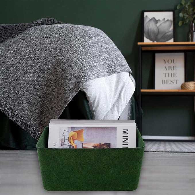 Felt Deep Drawer Organizer Medium Forest Green Closet Storage Bin