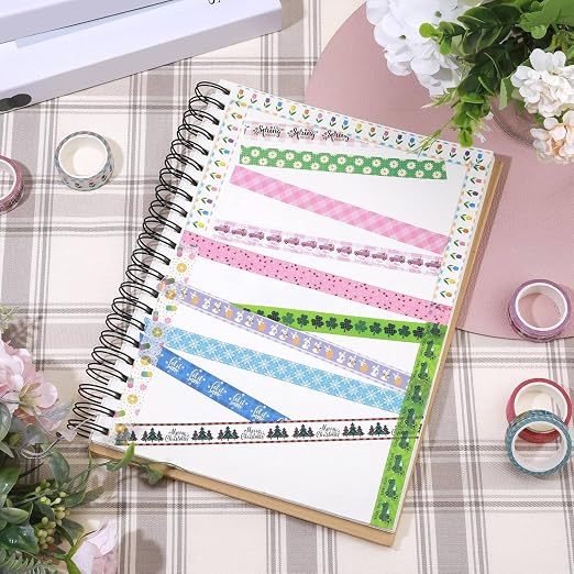 TaoBary 33 Rolls Washi Tape Set, 15 mm Holiday Washi Tape Set Seasonal Plaid Bohemian Colorful Vintage Cute for Card Wrapping Craft(Cute Style)