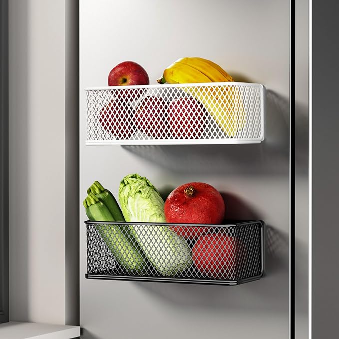 Buyyyit Magnetic Basket Bins Fridge Organizer Pencil Holder - Whiteboard Accessories for Home Kitchen Organization (Mesh Black-High)