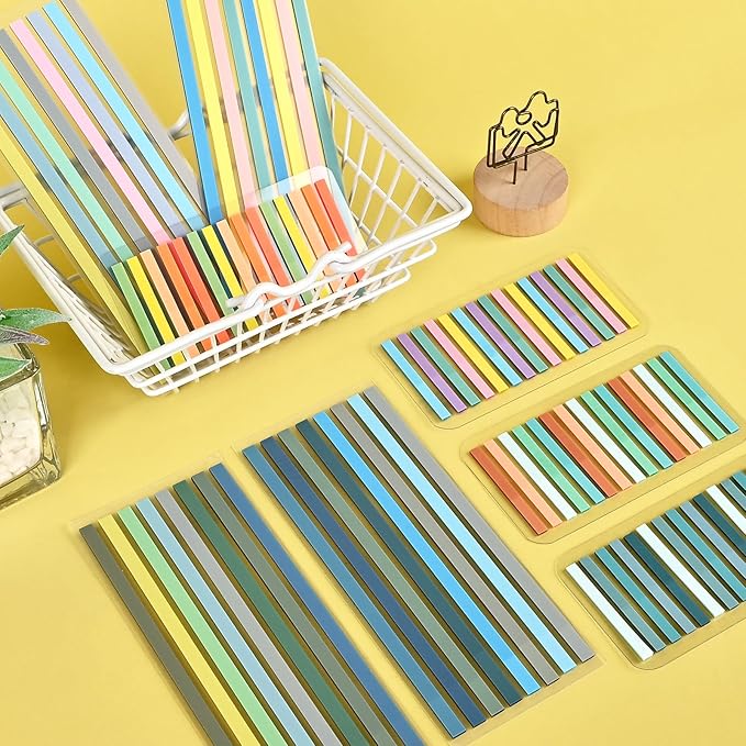 Temiary 1840 Sheets Transparent Highlighter Tape Removable, Highlighting Strips Page Markers Index Tabs, Aesthetic Sticky Notes for Office School Supplies (Long & Short Highlighter Tape)