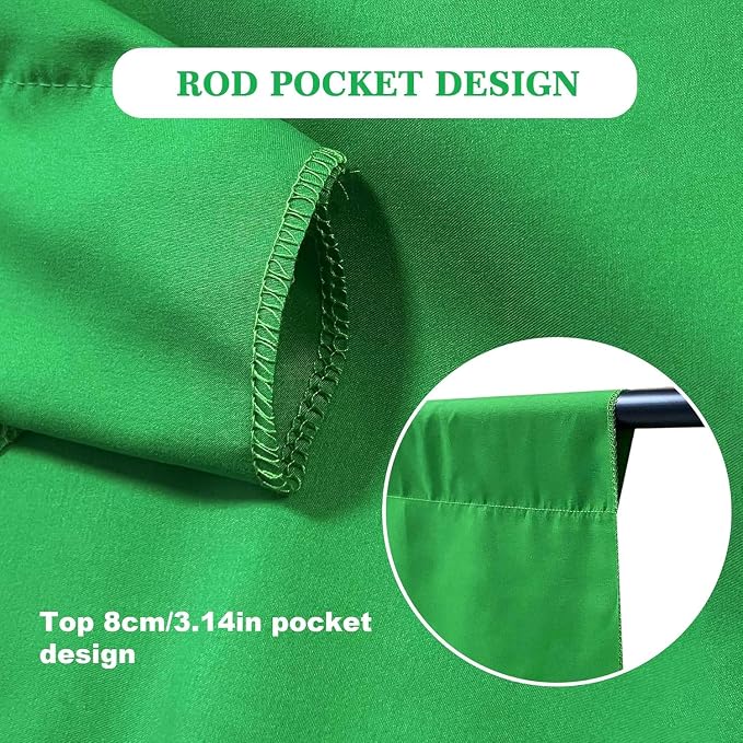 2 in 1 Green Backdrop Stand Kit,6.5x6.5 ft Portable Dual Rod Stand kit with 6x9ft Green Backdrop-Premium Polyester for Video Streaming, Portrait Photoshoot,Wall Mounted, Parties