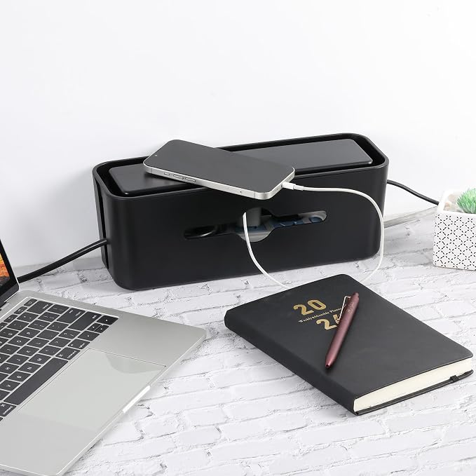 Bates- Cable Management Box, Small, Cable Organizer Box, Cord Organizer Box, Cable Box Organizer, Cord Management Box, Cord Hider Box, Cord Box for Wires on Floor, Power Strip Cover Box Baby Proof