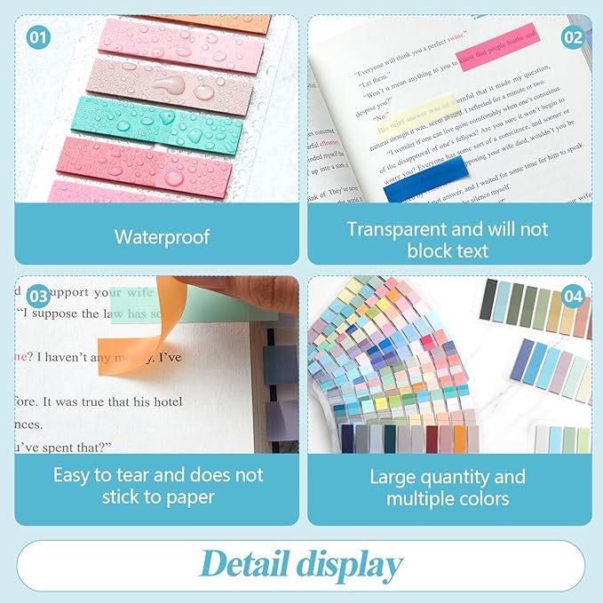 ReliThick 4400 Pcs Annotation tabs Sticky Tabs for Books Transparent Sticky Notes 22 Color Writable Page Markers Book Flags Strip for Annotating Reading Supplies Bookish Gift