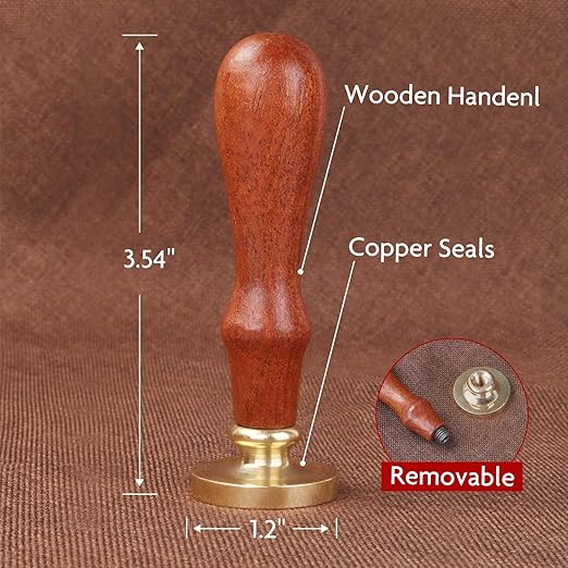 Wax Seal Stamp Kit, HOSAIL 7 Pieces Star Dragon Cat Peacock Whale Mermaid Fox Flamingo SealingWax Stamps Copper Seals + 1 Piece Wooden Hilt, Vintage Antique Moon Starry Cat Seal Wax Stamp Set
