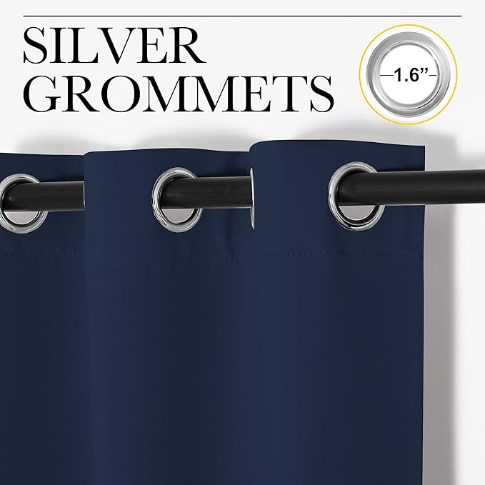 NICETOWN Blackout Curtain Panel, Navy Blue, 55 inches Wide by 78 inches Long, 1 PC, Light Blocking Room Darkening Drape/Drapery for Nursery Room, Ring Top