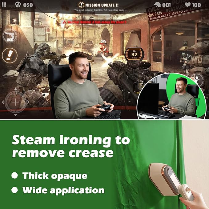Portable Green Screen Chair, 57 in Collapsible Greenscreen Backdrop with Stand Double Sided Green Background, Chroma Key Backdrop for Zoom/Streaming, Gaming & Meetings