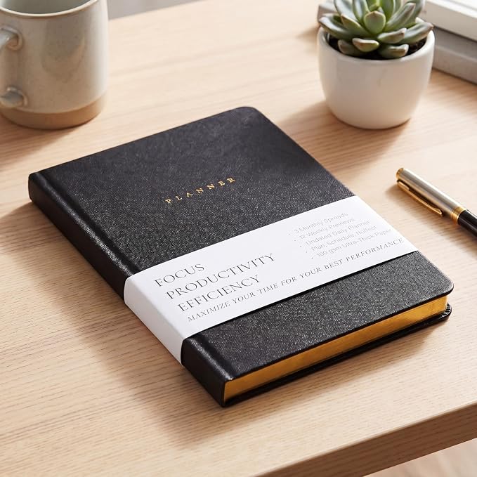 Productivity 3-month Planner Undated Daily Weekly Monthly Planner with Hardcover, Setting Guided Journal for Time Management, Habit Tracking, Self Care & Organization(Black)