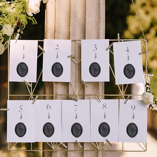 UNIQOOO Wax Seal Stickers - 3D Flower Oval Shape Wedding Invitation Envelope Seal Stickers, 50 Pcs Self- Adhesive Black Stickers, Perfect for Invitation, Christmas, Gift Wrapping