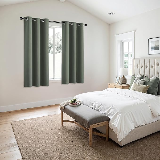 MIULEE Blackout Curtains for Bedroom Living Room 2 Panels, Thermal Insulated Room Darkening Drapes Grommet Noise Reducing Light Blocking Window Treatments 54 Inches Long 40x54 Inch Dark Mallard