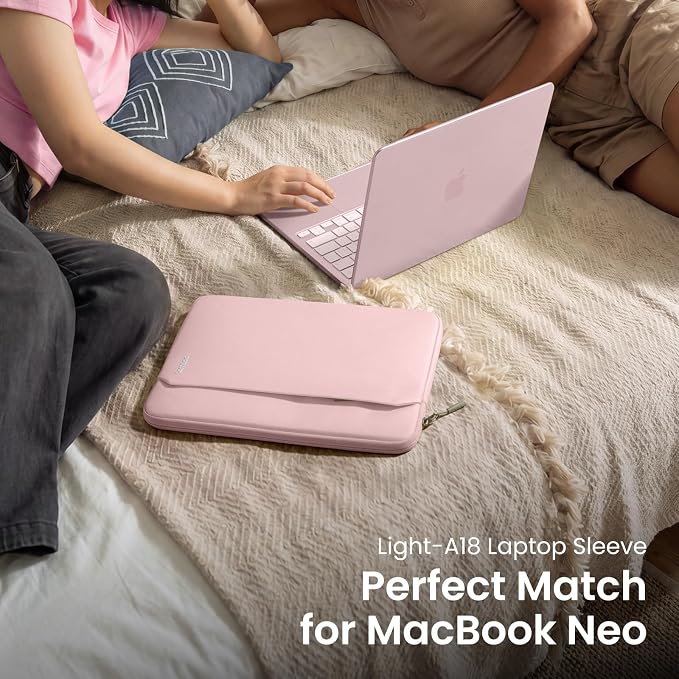 tomtoc Custom-Fit Slim Sleeve for 13-inch MacBook Neo A18 Pro A3404, Water-Resistant Protective Case with Accessory Pocket