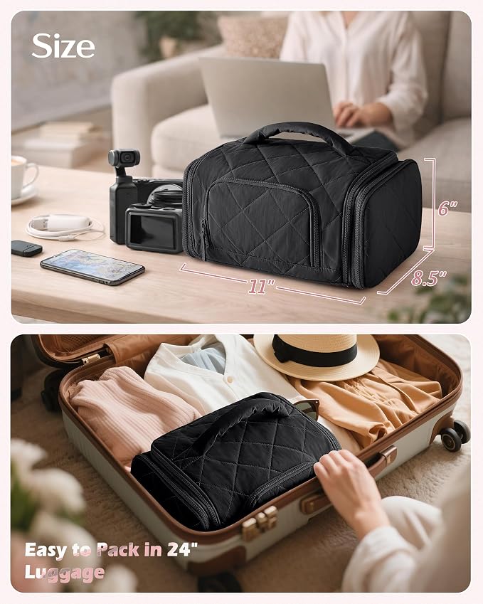Marscamd Cable Organizer Bag, Travel Cord & Charger Organizer Pouch for Tech Accessories & Electronics, Home Storage, Black