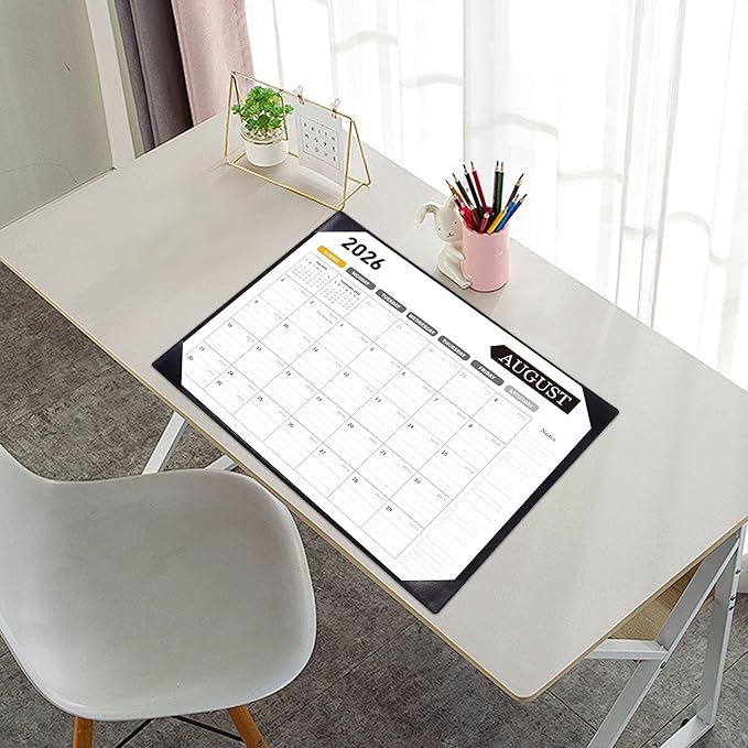 Large Desk Calendar 2026-2027, 22x17 Inch PU Leather Desk Pad Calendar, 18 Months (Jul 2026 - Dec 2027), Big Desktop Blotter for Office, Home & Classroom