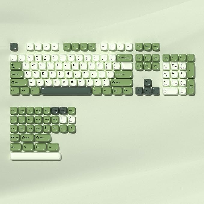 dagaladoo Matcha Green PBT Keycap Set,Glossy Custom Keycaps Ceramic Style, Dye Sublimation Keyboard Key caps,MOA Profile Keycaps for 100% 75% 65% 60% TKL US Layout Mechanical Keyboard