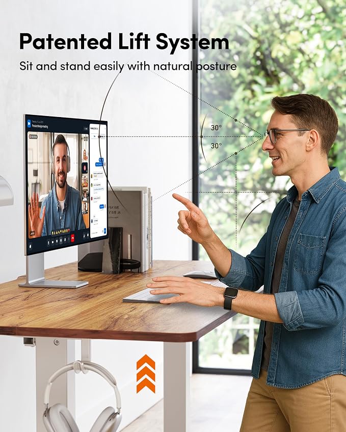 FEZIBO Electric Standing Desk Adjustable Height, 55 x 24 Inch Sit and Stand Desk, Home Office Desk, Ergonomic Workstation Computer Desk, Rustic Brown