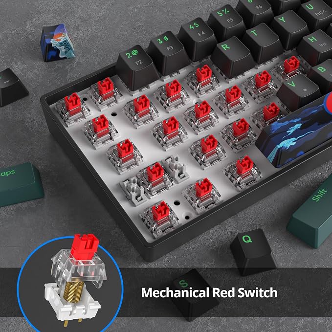 60 Percent Gaming Keyboard 68 Keys Mechanical Keyboard Rainbow Backlit Compact Wired Keyboard with Red Switch for Windows PS4/5 Xbox(68 Green)