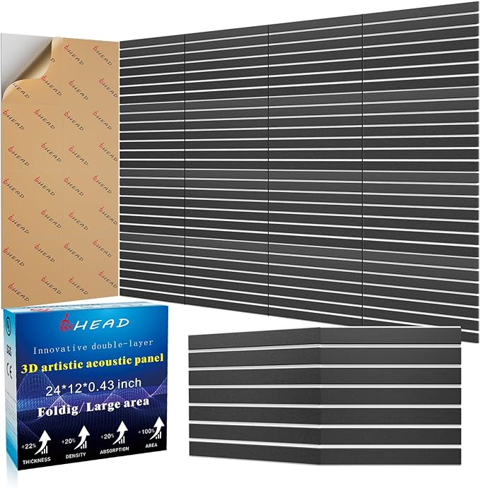 16 Pack 2-Layer Fold Soundproof Wall Panels, 12 x 12 x 0.43 in Large Sound Proof Foam Panels for Walls, High Density, 3D Acoustic Panels,Artistic Noise Dampening Panels Black&White