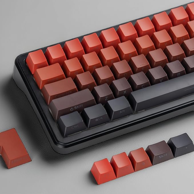 dagaladoo Double Shot PBT Keycaps Set, Shine Through Keyboard keycaps,Side Printed Custom Key caps 60% 75% 100%,OEM Profile Japanese keycap for Mechanical Keyboard MX Switch,Black/red