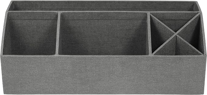 Bigso Elisa Desktop Organizer - Durable Office Desk Organizer with 7 Compartments for Office Supplies and Accessories - 13.1 in x 4.9 in x 4.9 in - Canvas Gray