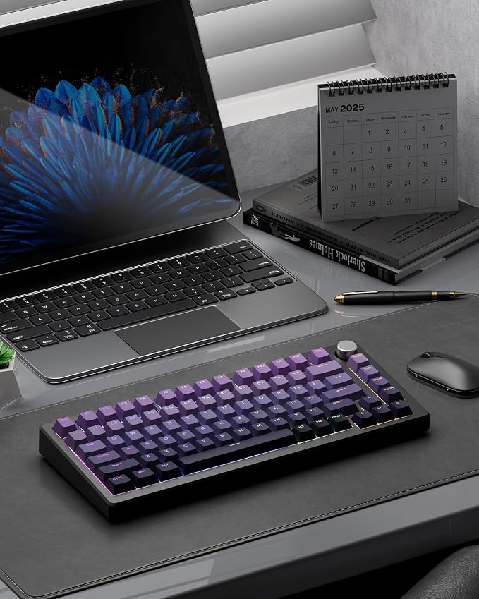 x XVX Shine Through PBT Keycaps, Custom Keycaps 60 75 100 Percent Cherry Profile, Doubleshot Key caps Set for 61/64/68/84/87/100/104/108 Gaming Mechanical Keyboard, Gradient Purple