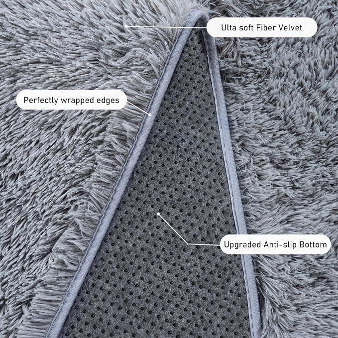 Rugs for Living Room 5x7, Soft Shaggy Modern Shag Area Rug for Bedroom, Upgrade Non-Slip Plush Fluffy Carpet for Kids Boys Girls Room Home Decor Aesthetic, Grey