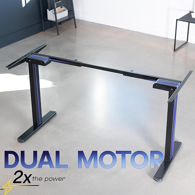 VIVO Electric Dual Motor Standing Desk Frame for 41 to 81 inch Table Tops, Frame Only, Ergonomic Standing Height Adjustable Base with Push Button Memory Controller, Black, DESK-V122EB