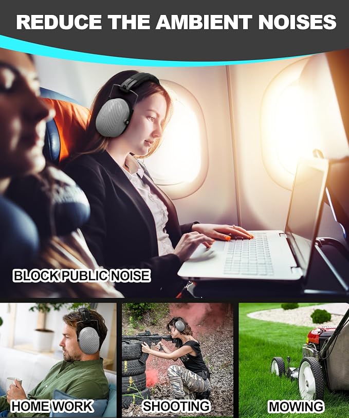 ZOHAN 019 Noise Cancelling Headphones for Adult - NRR 28dB Hearing Protection for Working, Shooting, Mowing, Autism