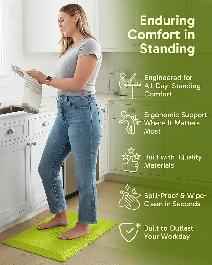 Ophanie Kitchen Mats for Floor, 3/4 Inch Thick Kitchen Rugs, 20x32 Anti Fatigue Standing Cushioned Mat,Waterproof,Comfort Ergonomic Mat for Office, Home, Sink with 99+ Pairs of Anti-Slip Bottom Ridges