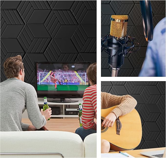 15 Pack Self-Adhesive Sound Proof Foam Panels for Walls, Acoustic Panels 12" x 14" x 0.4" High Density Y-Lined Sound Absorbing Tiles, Flame-Retardant, Peel & Stick