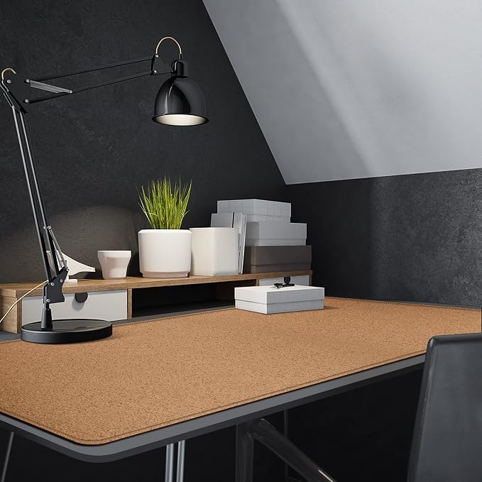 MAIDERN 55" x 24" Cork & Leather Desk Pad, Large XXL Mat, Full Mouse Pad, Dual Sided Protector for Gaming Home Office (Brown)