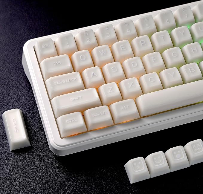 dagaladoo White Jade keycaps PBT,Ceramic Key caps Style,Translucent Keyboard keycaps Cute,SA Profile keycap Set for 60%/65%/75%/96%/100% US Layout Cherry MX Switches Mechanical Keyboard