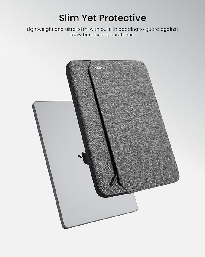 tomtoc Slim Laptop Sleeve for 15-inch 2026 New MacBook Air M5 (2026), M4/A3241, M3/M2, 15 Inch Microsoft Surface Laptop AI PC/7/6, Dell XPS 15 Plus, Recycled Water-Resistant Protective Case Bag