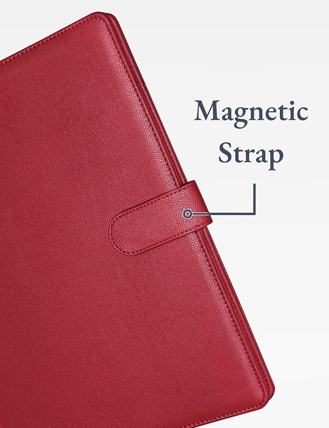 Mymazn Padfolio Portfolio Folder, Faux Leather Interview Resume Folder with Document Organizer & Business Card Holder, Letter-Sized Notepad Legal Pad Holder for Men Women (Dark Red)
