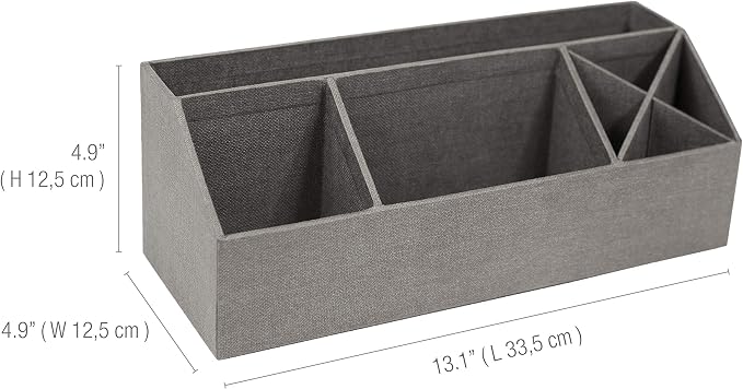 Bigso Elisa Desktop Organizer - Durable Office Desk Organizer with 7 Compartments for Office Supplies and Accessories - 13.1 in x 4.9 in x 4.9 in - Canvas Gray