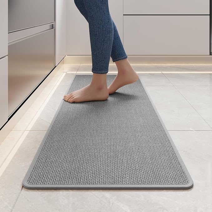 YDKGL Non Slip Kitchen Rugs, Oil and Water Absorbent Runner Rugs for Kitchen, Kitchen Mat in Front of Sink,17x47 Gray Kitchen Mat,Non-Slip and Durable Kitchen Mats for Floor