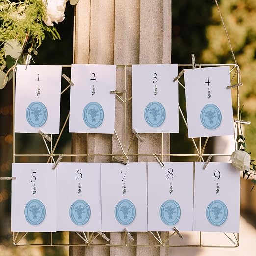 UNIQOOO Wax Seal Stickers -Vintage Photo Frame Floral Bouquet Wedding Invitation Envelope Seal Stickers, 50 Pcs Self-Adhesive Dusty Blue Stickers, Perfect for Invitation, Christmas, Gift Wrapping