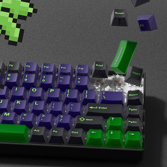 Womier PBT Jelly Keycaps Purple, Custom Keyboard Keycaps 60 75 100 Percent, Translucent Key caps 127 Keys, Cherry Profile for 61/68/84/87/98/100 Cherry Gateron MX Mechanical Gaming Keyboards
