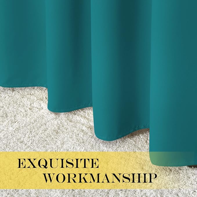 NICETOWN Peacock Teal Blackout Curtains 84inch Length - Chic Thermal Insulated Grommet Room Darkening Window Drapes for Bedroom/Living Room, 1 Panel, W52 x L84