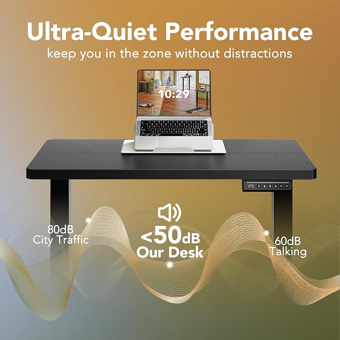 HUANUO Electric Standing Desk, 48" x 24" Height Adjustable Desk, 4 Memory Height Settings, Sit to Stand Up Desk for Home Office, with Headphone Hook, Cable Manager, Walnut