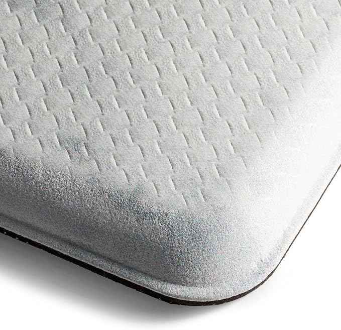 Home Dynamix Cozy Living Modern Marble Runner Anti-Fatigue Kitchen Mat, Non-Slip Floor Mat, Padded Standing Desk Mat, Grey/White, 17.5"x55"
