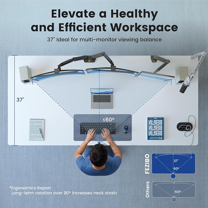 FEZIBO 71 x 37 Inch Electric Standing Desk with Integrated Dual-Beam & Cable Management, Memory Height Adjustable Computer Desk for Home Office Workstation, 1" Thick Large 3-Piece Tabletop White