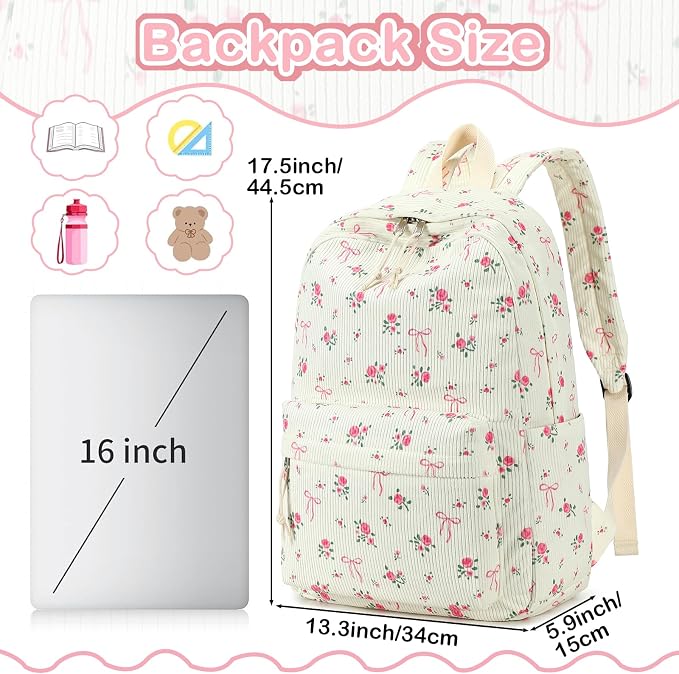 LEDAOU Backpack for Girls School Bag Kids Bookbag Teen Backpack Set Daypack with Lunch Bag and Pencil Case | Kids