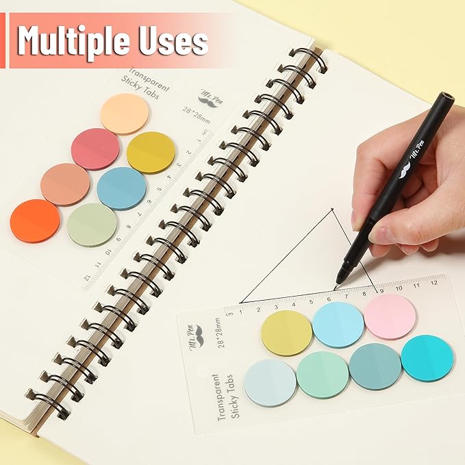 Mr. Pen- Transparent Sticky Note Set, 560Sheets, Colorful, Round Transparent Sticky Notes Set, Stocky Notes for Bible Journaling