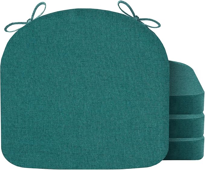 Nordjager Chair Cushions for Dining Chairs, 4 Pack Memory Foam Cushion | 2.5" Thick Chair Cushion; Waterproo Surface with 17" x 16" Size for Kitchen & Dining Chairs, Secure Ties and Washable Cover.